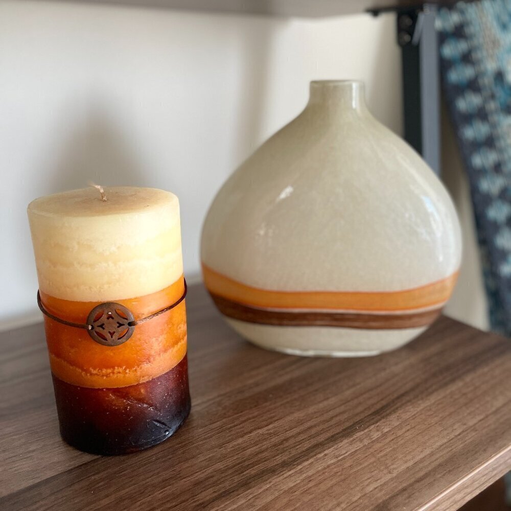 Pier One Retro 70's Blown Glass Vase Y2K Style - CANDLE & BOX NOT INCLUDED - Picture 2 of 12